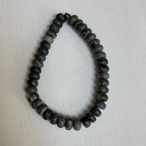 Stretch Bracelet, Black and Gray, with sterling silver bead